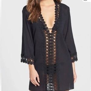 La Blanca EUC Black Crochet Eyelet Swim Cover-Up M